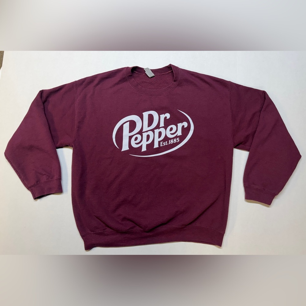 Gildan Large Dr. Pepper Heavy Blend Maroon Large Crewneck‎ Sweater